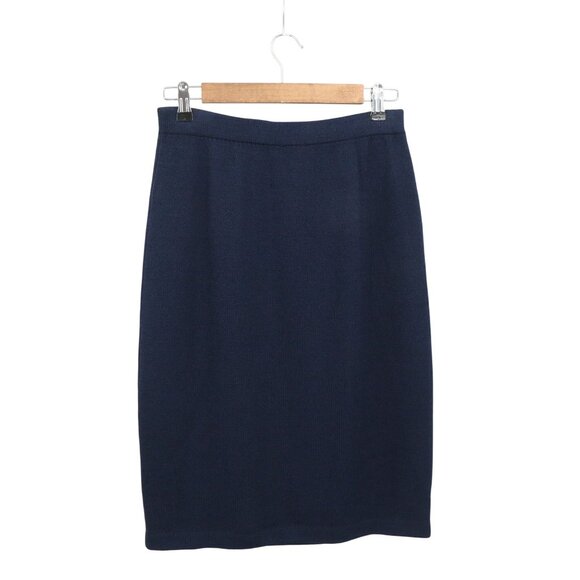 St. John Basics Navy Blue Santana Knit Below Knee Pencil Skirt 6 - Picture 3 of 4